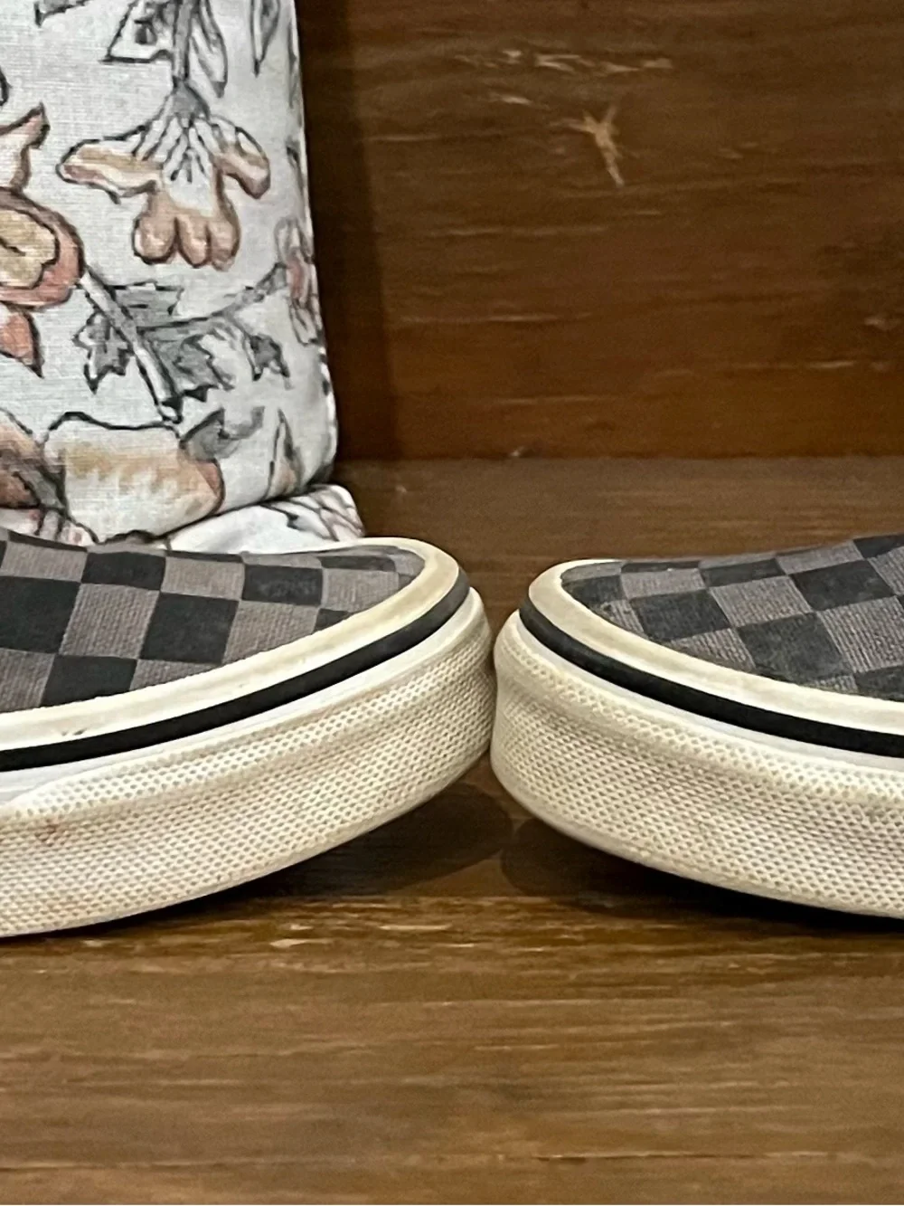 Boys size 13 Vans Kids Slip-On Checkerboard Sneakers - Black & Gray